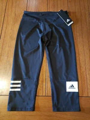 NUEVO CON ETIQUETAS Niñas ADIDAS Climalite Negro y Blanco Capris Atlético Talla Grande  Foto 1 de 3