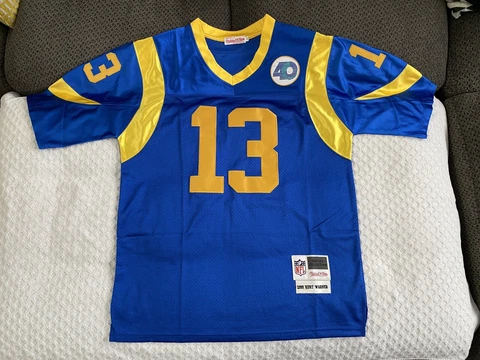 Mitchell & Ness 1999 Kurt Warner Royal Blue St Louis Rams Replica Jersey Size 48 Cover