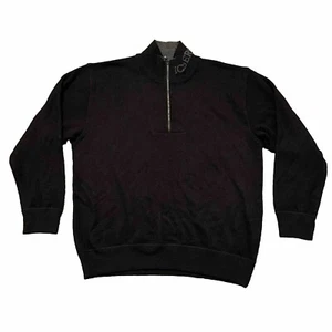 Vintage ICEBERG Wool Sweater Mens Sz XL 1/4 Zip Mock Neck Spell Out Gilmar Italy - Picture 1 of 14
