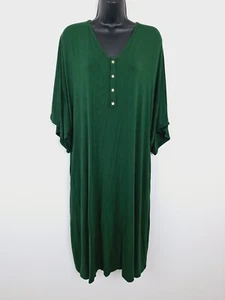 Dwell Slumber Caftan Dress M L Green Maternity Pullover Pockets Snap i - Picture 1 of 4