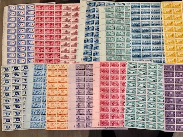 TEN MIXED ~ U.S. MINT SHEETS 1945-1958 Most 3₵  Sheets MNH F-XF - ORIGINAL Owner - Image 1 of 4