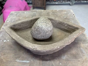 Antique Collectible Hand Craved Stone Kitchenware Spice Grinding Mortar Pestle - Picture 1 of 10