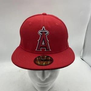 Los Angeles Anaheim Angels Fitted sz 7 red New Era 59Fifty On Field baseball hat - Picture 1 of 8