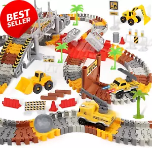 195-Piece Construction Race Track Toy, STEM Flexible Train Set for Kids 3-9 - Picture 1 of 12