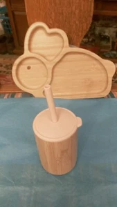 Bamboo Toddler/small child Cup /Plate Set Eco Friendly BPA Free 🐘 - Imagen 1 de 6