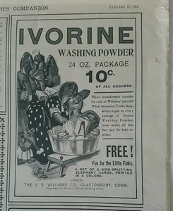 1901 Ivorine washing powder elephant family doing dishes vintage original ad - Imagen 1 de 1