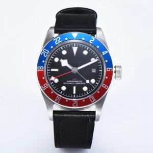 41MM Men Watch Leather Sapphire 10ATM Sterile Dial GMT Mechanical Wristwatches - Picture 1 of 16