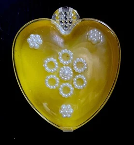 Vintage Yellow Heart Plastic Trinket Hinged Box Candy Jewelry Valentine’s Day - Picture 1 of 8
