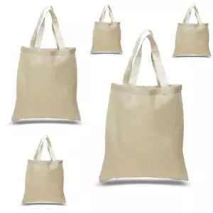 Qty 20 Blank Natural Beige Color Canvas Tote Bags Plain Bag Canvas Eco Friendly - Picture 1 of 2