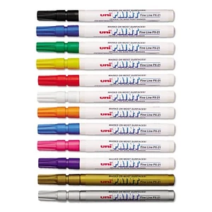 Sanford 63721 Uni-Paint Oil Based Marker, Fine Point, Assorted Inks, 12/Set - Picture 1 of 6