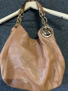 Michael Kors Fulton Shoulder Handbag Pebbled Leather Gold Hardware - Picture 1 of 17