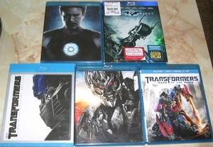 Lot of 5 Blu-Ray Superhero/Sci-Fi Movies - Transformers, Dark Knight, Iron Man - Picture 1 of 1