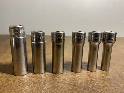 6-LOT  SNAP ON Deep Metric 3/8 DRIVE 6 POINT SFSM-14-13-12-10-9-8 Mm Socket Lot - image 1 of 4