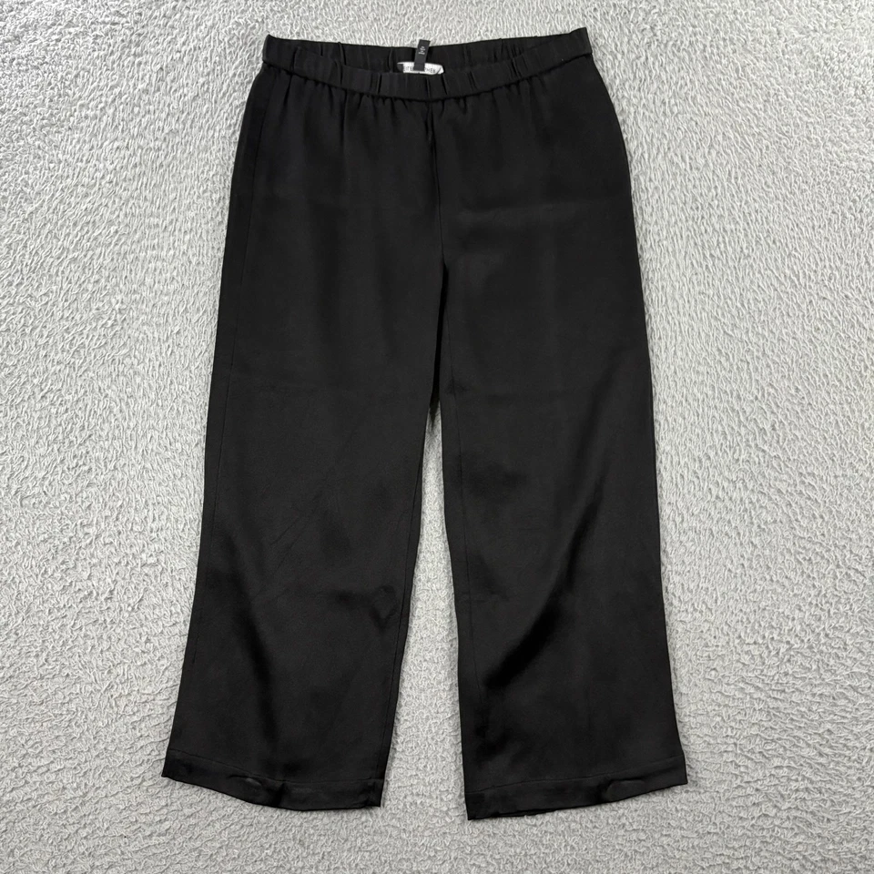 Eileen Fisher Pants Womens size PP 4P-4P 100% Silk Elastic Waist Pull On Black - Image 1 of 4