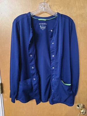 HH Works Healing Hands Blue Longsleeve Snap Front Medical Healthcare Jacket XS - Image 1 of 4