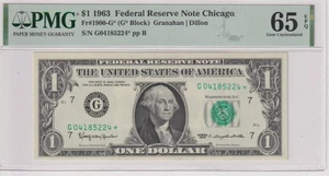 Fr 1900-G* STAR 1963 $1 FRN G04185224* bp 451 PMG 65EPQ CHICAGO NON MULE - Picture 1 of 2
