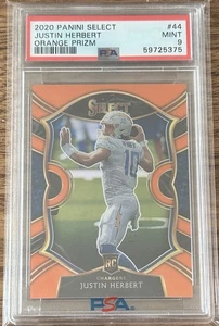 2020 Panini Select Concourse Rookie Justin Herbert #44 Orange Prizm /49 PSA 9 RC - Picture 1 of 2