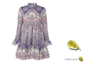 Zimmermann Maxine Long Sleeve Mini Dress | Purple/Blue Paisley, Linen, Buttons - Bild 1 von 7