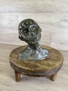 Cabeza de busto de mujer tallada a mano de arcilla de colección escultura artística original MCM - Imagen 1 de 16