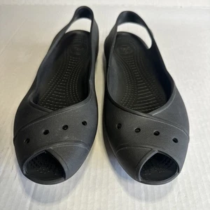 CROCS Black Slip On Sandals with Crisscross Straps Size 11 - Picture 1 of 8