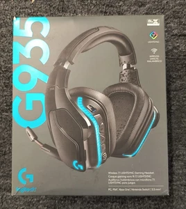 Zestaw słuchawkowy do gier Logitech G935 z pałąkiem na głowę - czarny/niebieski, używany, A4 - Zdjęcie 1 z 8
