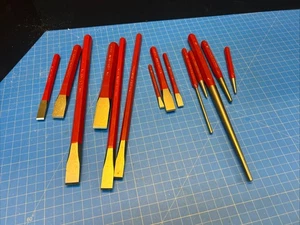 Craftsman USA Nos Rare Red 14pc Long Cold Chisel Punch Set 432815 12” Long - Picture 1 of 6