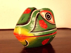 Painted Wood REPTILE HEAD Trinket Box or  Ash Tray INDONESIA IMPORT - Picture 1 of 5
