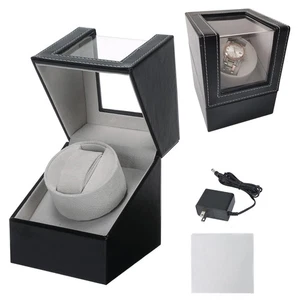 Single Automatic Watch Winder with Japanese Mabuchi Quiet Motor, Black Leathe... - Picture 1 of 6