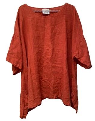 Blusa túnica Top La Fixsun Relajada Lagenlook Mujer Talla L Naranja Quemado Lino Foto 1 de 4