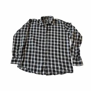 Neiman Marcus Black Grey Plaid Flannel Button-Down Shirt Men’s X Large Flannel - Picture 1 of 5