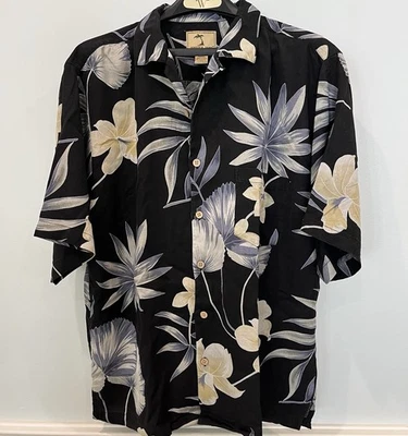Camisa Jamaica Jaxx Hawaiana Negra/Gris Botón Manga Corta - Talla Grande Foto 1 de 3