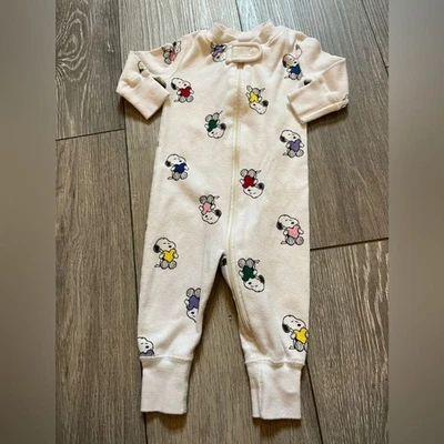 Hanna Andersson Baby Sleeper Talla 0-3 100% Algodón Orgánico Snoopy Corazón Cacahuetes Foto 1 de 4
