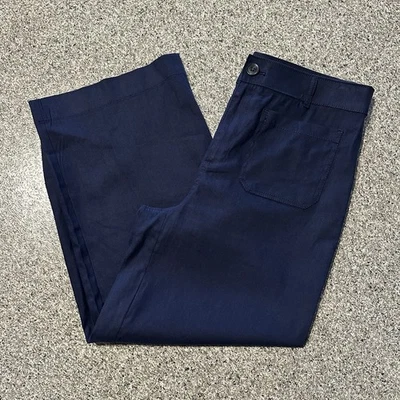 Брюки лофт женские Ann Taylor 8 32x25 палмер широкие штанины высокая посадка темно-синие льняные - Изображение 1 из 4
