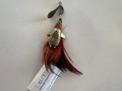 Vintage Fishing Lure Tony Accetta River Devil Ponca Blade Red Feathers - Image 1 of 4
