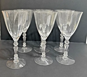 Fostoria Niagara Water/Wine Goblet 7 5/8 Tall Elegant Stem Blown Glass Set of 6 - Picture 1 of 18
