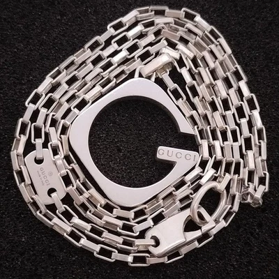 Collar GUCCI G Motivo 50cm Cadena Veneciana Plata 925 Foto 1 de 4