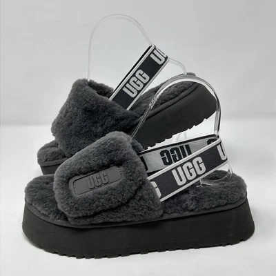 Sandalias UGG Oh Fluffita Plataforma Eslinga Deslizables Gris Piel de Oveja para Mujer’s 7 Foto 1 de 4