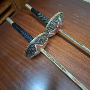 Pair Of Vintage Toledo Spanish Decorative Rapier Foil Fencing Swords  - Picture 1 of 23