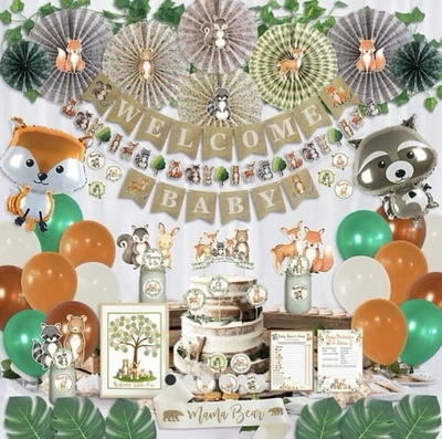218 PC Woodland Baby Shower Decorations for Boy & Girl Kit | Gender Neutral Deco - Image 1 of 4