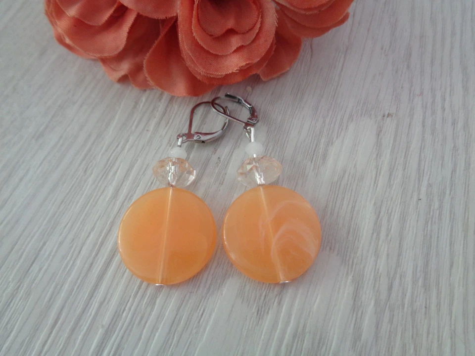 Ohrbrisuren silber  Orange UNIKAT - Bild 1 von 1