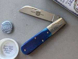 GEC Great Eastern Cutlery #86 Boomtown Barlow 863125SS Navy Blue Sawcut Bone - Picture 1 of 11