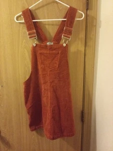 J For Justify Overall Women's XL Skirt Orange Corduroy Pockets Adjustable Straps - Picture 1 of 5