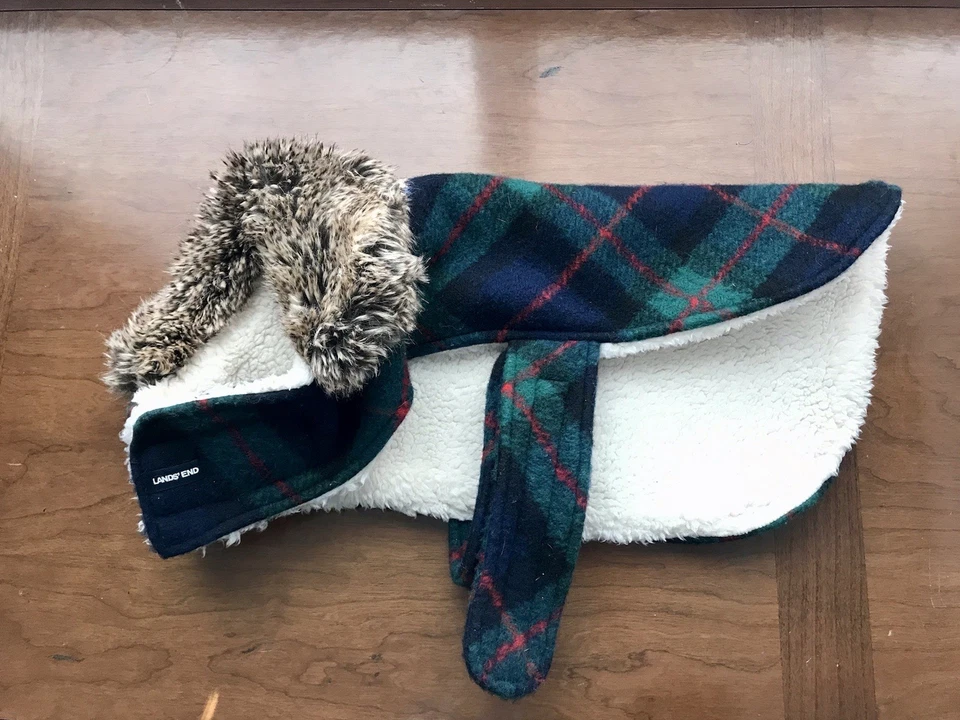 Casaco de lã xadrez Land's End médio mistura de lã forro de pele sintética moda M - Imagem 1 de 4