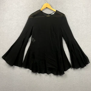 Country Road Top Womens 6 Black Flared Sleeve Blouse Modal Viscose Nylon Silk - Picture 1 of 7