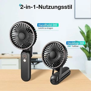 Falten USB Ventilator Tragbarer Handventilator Mit 2000mAh Akku Schwarz DHL - Bild 1 von 16