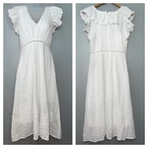 Abito babydoll ricamato bianco occhiello taglia media matrimonio doccia romantico boho - Foto 1 di 11