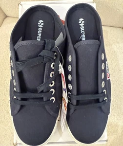 NEW with Box Superga Fantasia Navy Canvas Slip On Mule Sneakers 10M - Picture 1 of 10