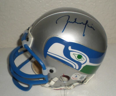 RICK MIRER - Casco Mini Autografiado de los Seattle Seahawks con Beckett COA #BG80114 Foto 1 de 4