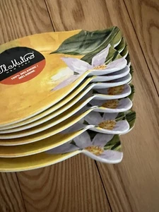 IL MULINO Melamine Appetizer Plates Lemon Tree Yellow Set Of 7 New - Picture 1 of 3
