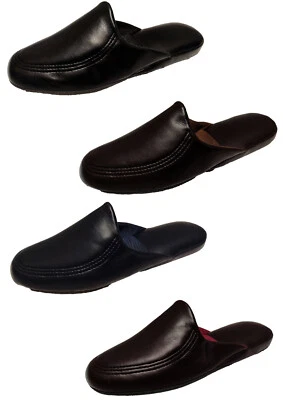 Mens Womens Slippers House Shoes Faux Leather Washable Very Lightweight Sole New - Image 1 of 4